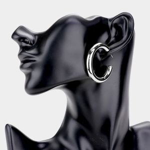 Silver Hoop Earrings 1.5" Chunky Cute Casual Simple Jewelry Fashion Accessories